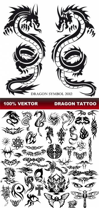 Clip Art. Dragons - Tattoo - Драконы - татуировки (2011)